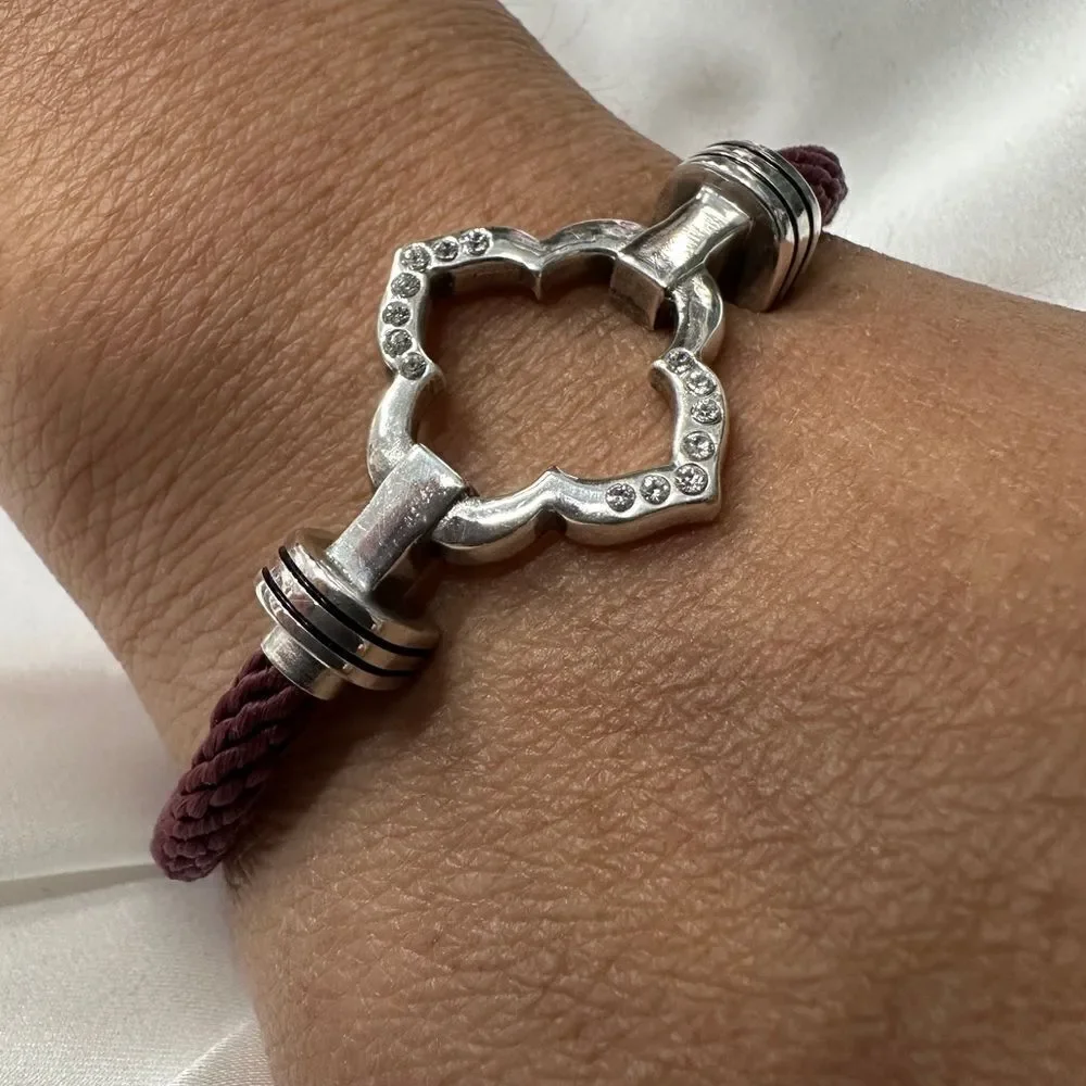 Brighton Burgundy Rope Bracelet with Silver-Tone Clasp & Crystal Accents